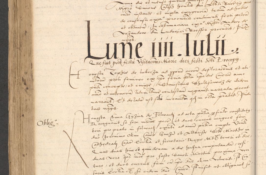 Zdjęcie nr 980 dla obiektu archiwalnego: INRI. Acta actorum, obligacionum et sentenciarum tam interlocutoriarum quam diffinitivarum coram reverendo patre ac egregio viro domino Jacobo Erciss[o]wski decretorum doctorem, canonico et officiali generali Cracoviensi ad annum Domini 1528, indicionem primam, pontificatus sanctissimi in Christo patris et domini domini Clementis divina probidendcia pape seprtimi, annum quintum, per Stanislaum de Mordi legalem consistorii notarium omine felici inchoantur