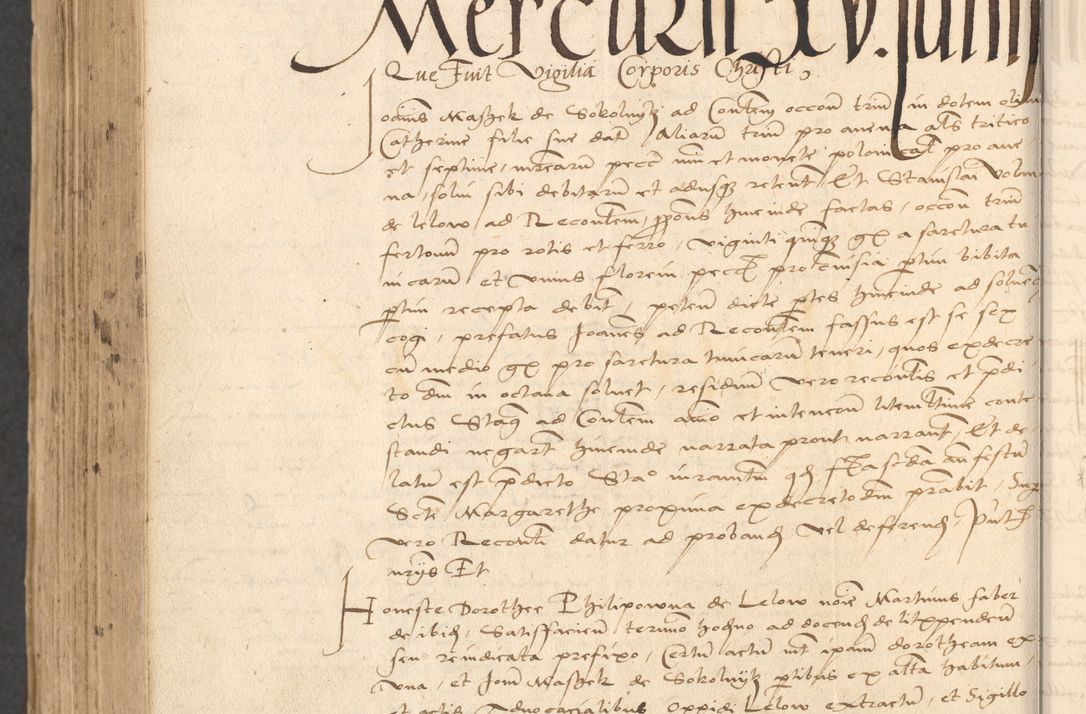 Zdjęcie nr 962 dla obiektu archiwalnego: INRI. Acta actorum, obligacionum et sentenciarum tam interlocutoriarum quam diffinitivarum coram reverendo patre ac egregio viro domino Jacobo Erciss[o]wski decretorum doctorem, canonico et officiali generali Cracoviensi ad annum Domini 1528, indicionem primam, pontificatus sanctissimi in Christo patris et domini domini Clementis divina probidendcia pape seprtimi, annum quintum, per Stanislaum de Mordi legalem consistorii notarium omine felici inchoantur