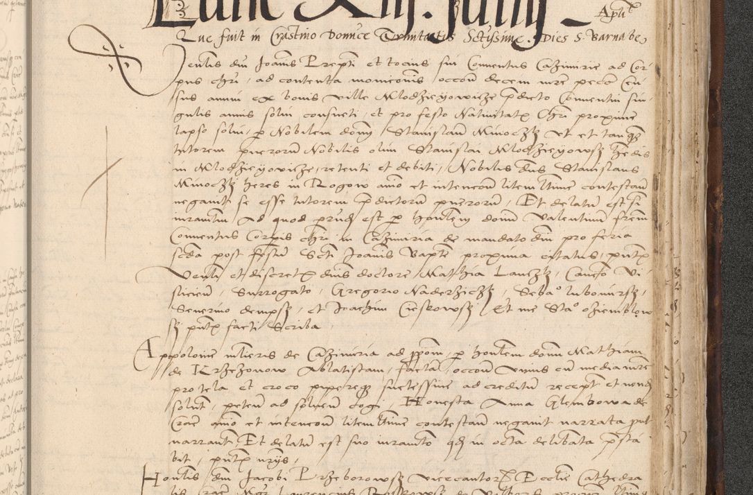 Zdjęcie nr 959 dla obiektu archiwalnego: INRI. Acta actorum, obligacionum et sentenciarum tam interlocutoriarum quam diffinitivarum coram reverendo patre ac egregio viro domino Jacobo Erciss[o]wski decretorum doctorem, canonico et officiali generali Cracoviensi ad annum Domini 1528, indicionem primam, pontificatus sanctissimi in Christo patris et domini domini Clementis divina probidendcia pape seprtimi, annum quintum, per Stanislaum de Mordi legalem consistorii notarium omine felici inchoantur