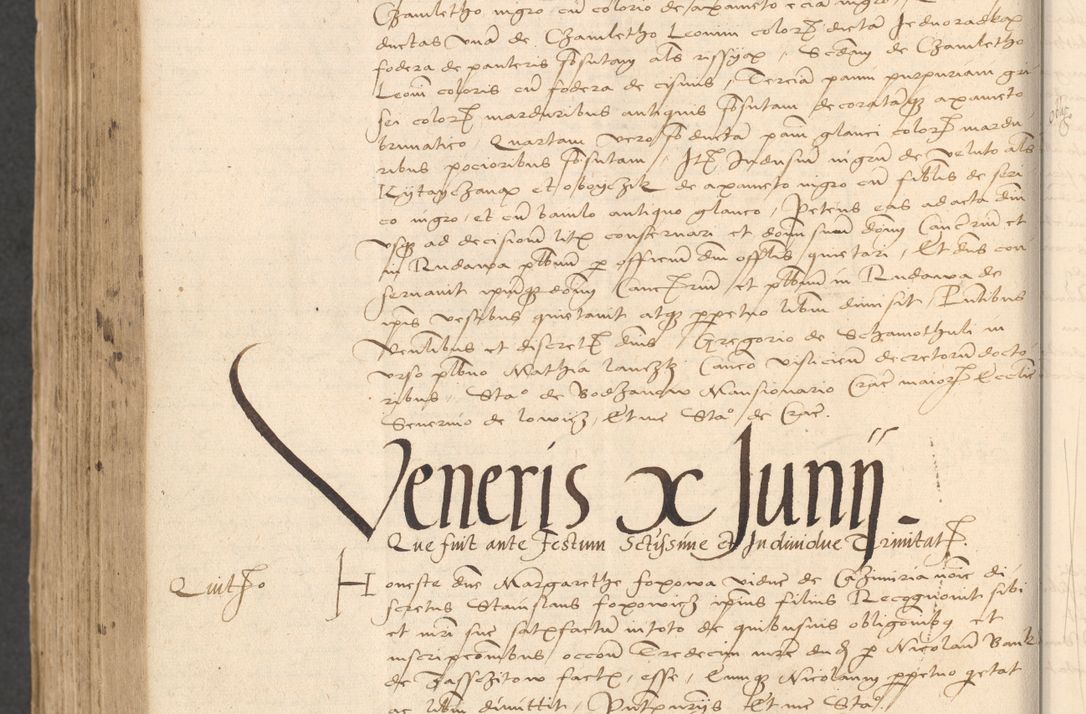 Zdjęcie nr 954 dla obiektu archiwalnego: INRI. Acta actorum, obligacionum et sentenciarum tam interlocutoriarum quam diffinitivarum coram reverendo patre ac egregio viro domino Jacobo Erciss[o]wski decretorum doctorem, canonico et officiali generali Cracoviensi ad annum Domini 1528, indicionem primam, pontificatus sanctissimi in Christo patris et domini domini Clementis divina probidendcia pape seprtimi, annum quintum, per Stanislaum de Mordi legalem consistorii notarium omine felici inchoantur