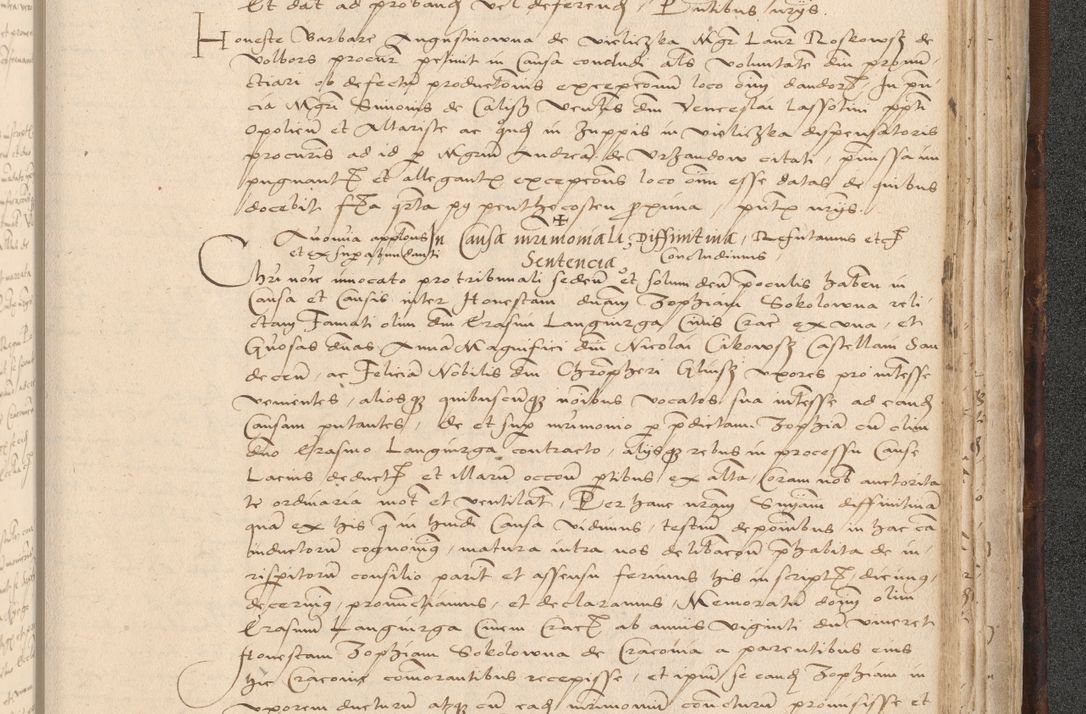 Zdjęcie nr 949 dla obiektu archiwalnego: INRI. Acta actorum, obligacionum et sentenciarum tam interlocutoriarum quam diffinitivarum coram reverendo patre ac egregio viro domino Jacobo Erciss[o]wski decretorum doctorem, canonico et officiali generali Cracoviensi ad annum Domini 1528, indicionem primam, pontificatus sanctissimi in Christo patris et domini domini Clementis divina probidendcia pape seprtimi, annum quintum, per Stanislaum de Mordi legalem consistorii notarium omine felici inchoantur