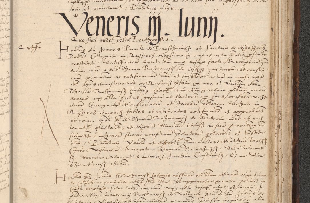 Zdjęcie nr 945 dla obiektu archiwalnego: INRI. Acta actorum, obligacionum et sentenciarum tam interlocutoriarum quam diffinitivarum coram reverendo patre ac egregio viro domino Jacobo Erciss[o]wski decretorum doctorem, canonico et officiali generali Cracoviensi ad annum Domini 1528, indicionem primam, pontificatus sanctissimi in Christo patris et domini domini Clementis divina probidendcia pape seprtimi, annum quintum, per Stanislaum de Mordi legalem consistorii notarium omine felici inchoantur