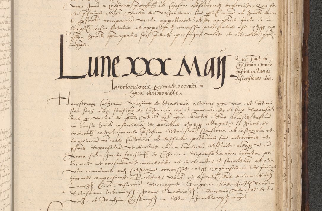 Zdjęcie nr 935 dla obiektu archiwalnego: INRI. Acta actorum, obligacionum et sentenciarum tam interlocutoriarum quam diffinitivarum coram reverendo patre ac egregio viro domino Jacobo Erciss[o]wski decretorum doctorem, canonico et officiali generali Cracoviensi ad annum Domini 1528, indicionem primam, pontificatus sanctissimi in Christo patris et domini domini Clementis divina probidendcia pape seprtimi, annum quintum, per Stanislaum de Mordi legalem consistorii notarium omine felici inchoantur
