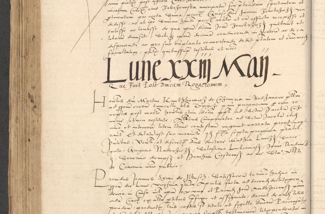 Zdjęcie nr 926 dla obiektu archiwalnego: INRI. Acta actorum, obligacionum et sentenciarum tam interlocutoriarum quam diffinitivarum coram reverendo patre ac egregio viro domino Jacobo Erciss[o]wski decretorum doctorem, canonico et officiali generali Cracoviensi ad annum Domini 1528, indicionem primam, pontificatus sanctissimi in Christo patris et domini domini Clementis divina probidendcia pape seprtimi, annum quintum, per Stanislaum de Mordi legalem consistorii notarium omine felici inchoantur