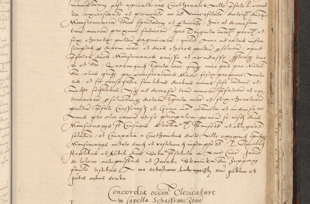 Zdjęcie nr 909 dla obiektu archiwalnego: INRI. Acta actorum, obligacionum et sentenciarum tam interlocutoriarum quam diffinitivarum coram reverendo patre ac egregio viro domino Jacobo Erciss[o]wski decretorum doctorem, canonico et officiali generali Cracoviensi ad annum Domini 1528, indicionem primam, pontificatus sanctissimi in Christo patris et domini domini Clementis divina probidendcia pape seprtimi, annum quintum, per Stanislaum de Mordi legalem consistorii notarium omine felici inchoantur