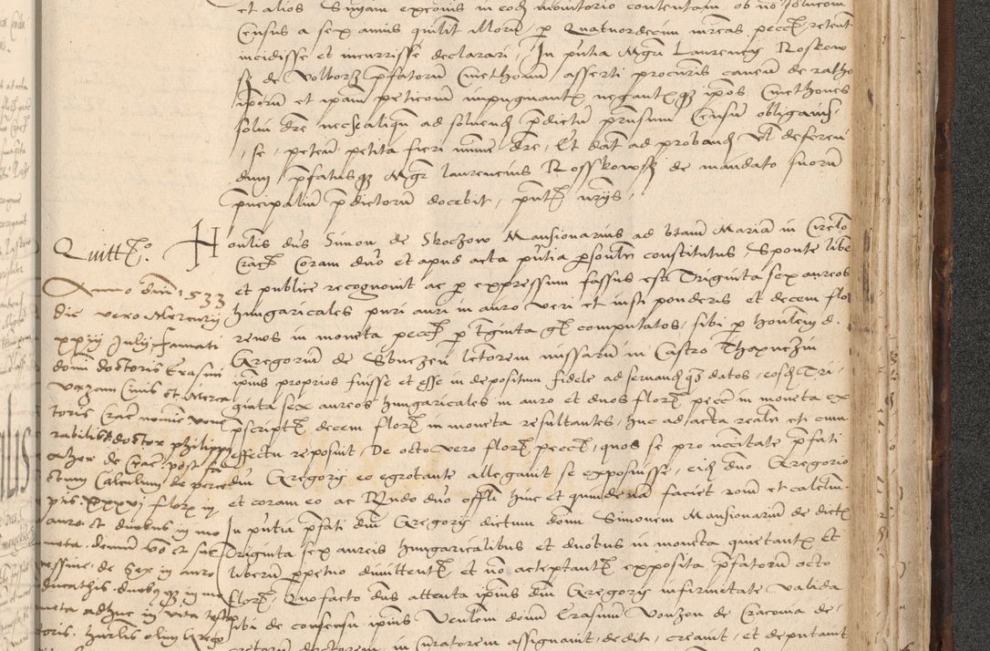 Zdjęcie nr 883 dla obiektu archiwalnego: INRI. Acta actorum, obligacionum et sentenciarum tam interlocutoriarum quam diffinitivarum coram reverendo patre ac egregio viro domino Jacobo Erciss[o]wski decretorum doctorem, canonico et officiali generali Cracoviensi ad annum Domini 1528, indicionem primam, pontificatus sanctissimi in Christo patris et domini domini Clementis divina probidendcia pape seprtimi, annum quintum, per Stanislaum de Mordi legalem consistorii notarium omine felici inchoantur