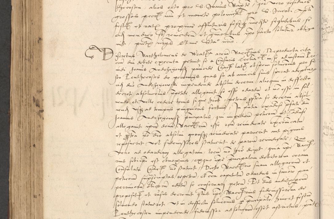 Zdjęcie nr 878 dla obiektu archiwalnego: INRI. Acta actorum, obligacionum et sentenciarum tam interlocutoriarum quam diffinitivarum coram reverendo patre ac egregio viro domino Jacobo Erciss[o]wski decretorum doctorem, canonico et officiali generali Cracoviensi ad annum Domini 1528, indicionem primam, pontificatus sanctissimi in Christo patris et domini domini Clementis divina probidendcia pape seprtimi, annum quintum, per Stanislaum de Mordi legalem consistorii notarium omine felici inchoantur