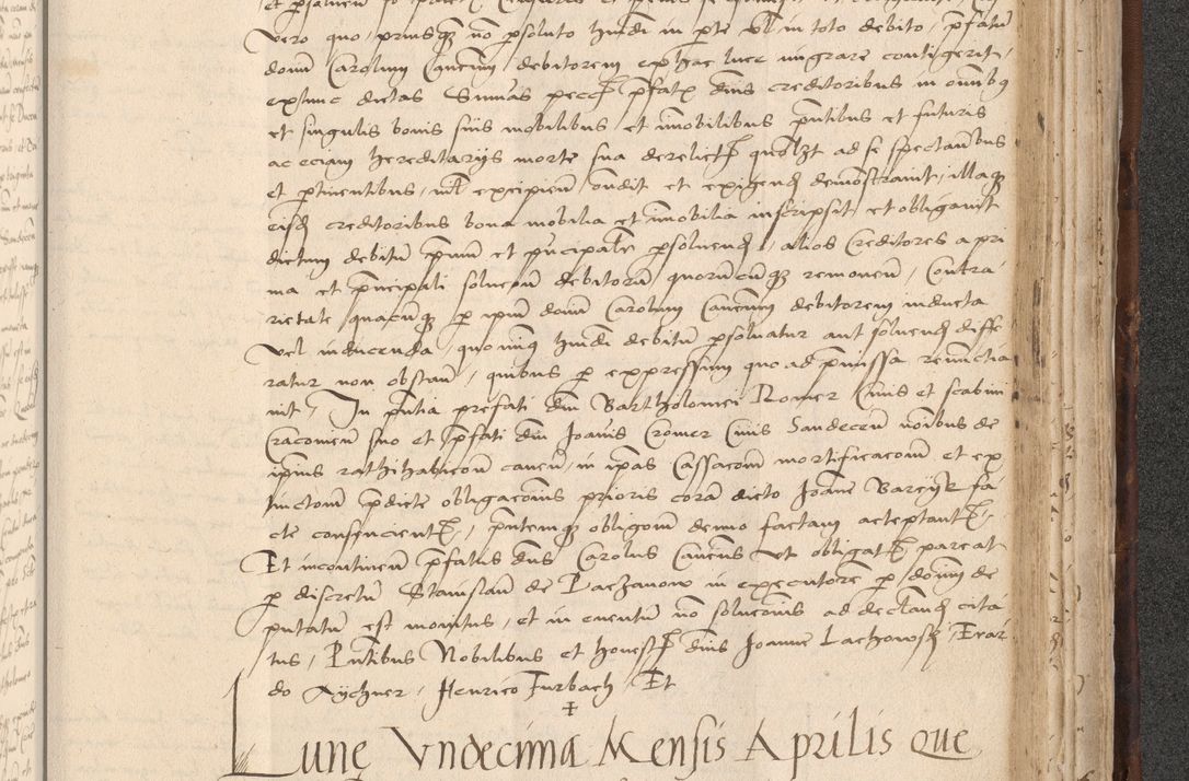Zdjęcie nr 873 dla obiektu archiwalnego: INRI. Acta actorum, obligacionum et sentenciarum tam interlocutoriarum quam diffinitivarum coram reverendo patre ac egregio viro domino Jacobo Erciss[o]wski decretorum doctorem, canonico et officiali generali Cracoviensi ad annum Domini 1528, indicionem primam, pontificatus sanctissimi in Christo patris et domini domini Clementis divina probidendcia pape seprtimi, annum quintum, per Stanislaum de Mordi legalem consistorii notarium omine felici inchoantur
