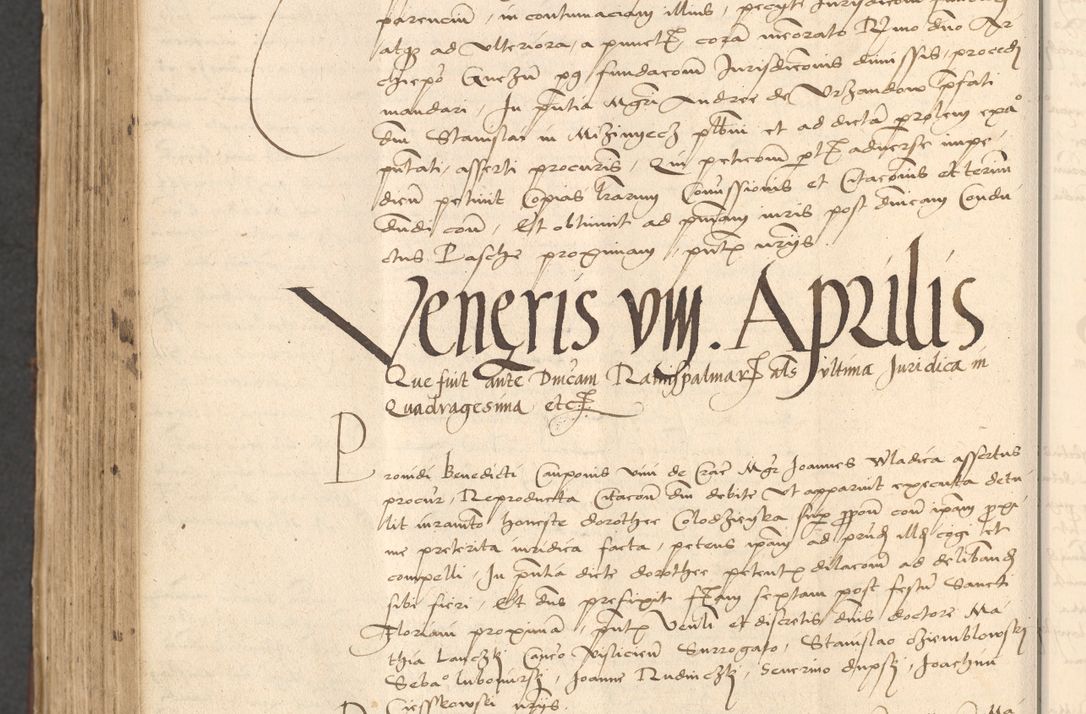 Zdjęcie nr 864 dla obiektu archiwalnego: INRI. Acta actorum, obligacionum et sentenciarum tam interlocutoriarum quam diffinitivarum coram reverendo patre ac egregio viro domino Jacobo Erciss[o]wski decretorum doctorem, canonico et officiali generali Cracoviensi ad annum Domini 1528, indicionem primam, pontificatus sanctissimi in Christo patris et domini domini Clementis divina probidendcia pape seprtimi, annum quintum, per Stanislaum de Mordi legalem consistorii notarium omine felici inchoantur