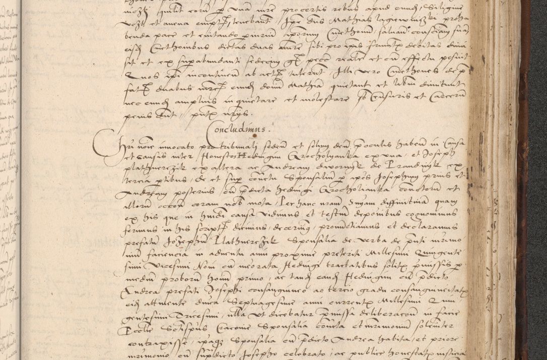 Zdjęcie nr 853 dla obiektu archiwalnego: INRI. Acta actorum, obligacionum et sentenciarum tam interlocutoriarum quam diffinitivarum coram reverendo patre ac egregio viro domino Jacobo Erciss[o]wski decretorum doctorem, canonico et officiali generali Cracoviensi ad annum Domini 1528, indicionem primam, pontificatus sanctissimi in Christo patris et domini domini Clementis divina probidendcia pape seprtimi, annum quintum, per Stanislaum de Mordi legalem consistorii notarium omine felici inchoantur
