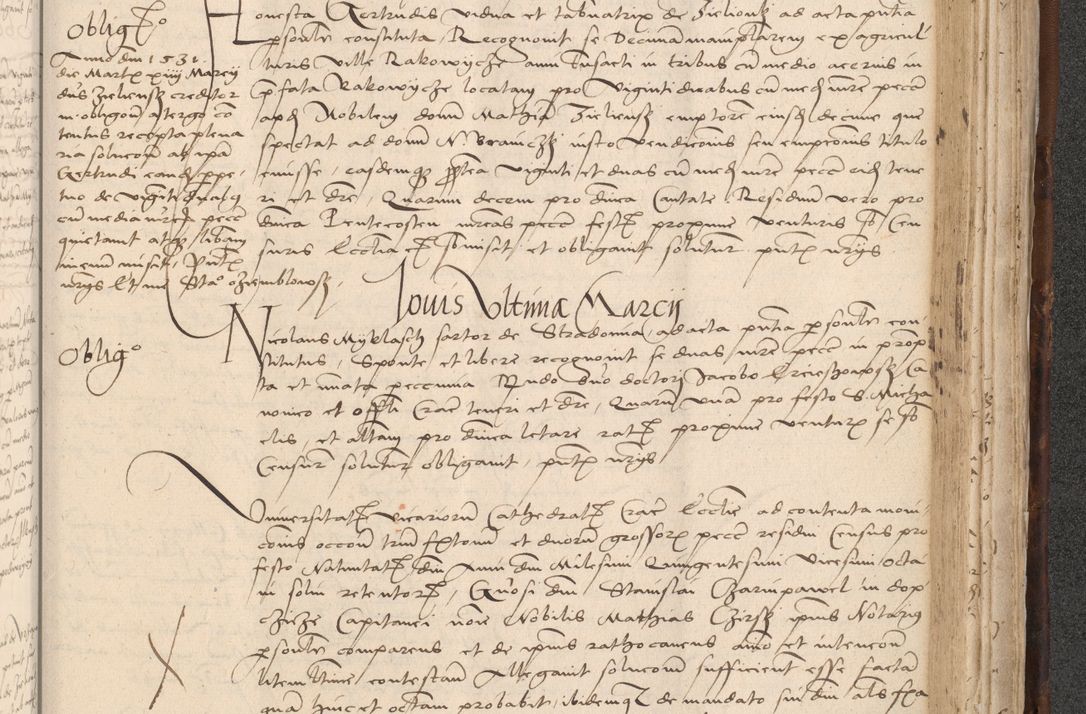 Zdjęcie nr 843 dla obiektu archiwalnego: INRI. Acta actorum, obligacionum et sentenciarum tam interlocutoriarum quam diffinitivarum coram reverendo patre ac egregio viro domino Jacobo Erciss[o]wski decretorum doctorem, canonico et officiali generali Cracoviensi ad annum Domini 1528, indicionem primam, pontificatus sanctissimi in Christo patris et domini domini Clementis divina probidendcia pape seprtimi, annum quintum, per Stanislaum de Mordi legalem consistorii notarium omine felici inchoantur