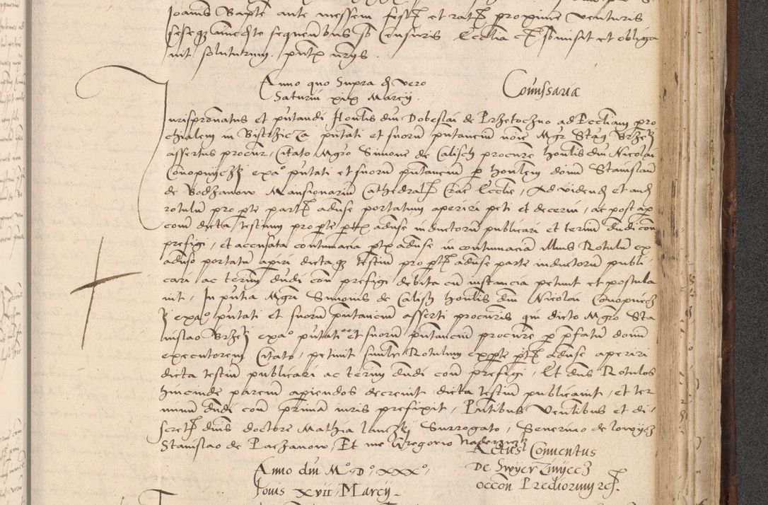 Zdjęcie nr 823 dla obiektu archiwalnego: INRI. Acta actorum, obligacionum et sentenciarum tam interlocutoriarum quam diffinitivarum coram reverendo patre ac egregio viro domino Jacobo Erciss[o]wski decretorum doctorem, canonico et officiali generali Cracoviensi ad annum Domini 1528, indicionem primam, pontificatus sanctissimi in Christo patris et domini domini Clementis divina probidendcia pape seprtimi, annum quintum, per Stanislaum de Mordi legalem consistorii notarium omine felici inchoantur