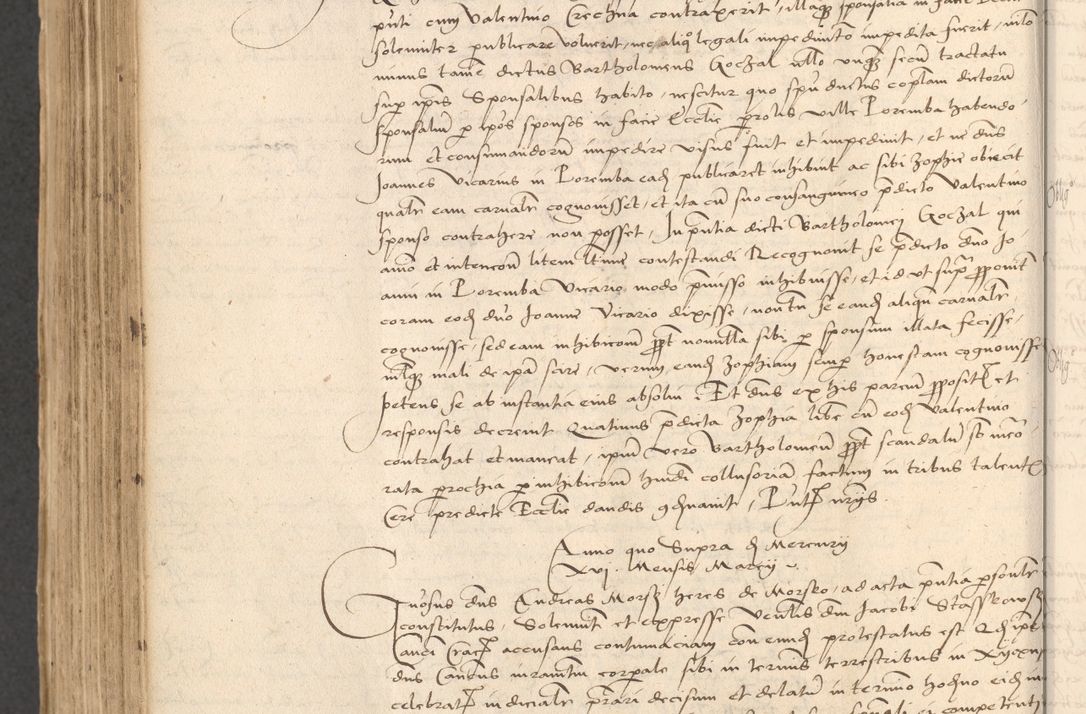 Zdjęcie nr 820 dla obiektu archiwalnego: INRI. Acta actorum, obligacionum et sentenciarum tam interlocutoriarum quam diffinitivarum coram reverendo patre ac egregio viro domino Jacobo Erciss[o]wski decretorum doctorem, canonico et officiali generali Cracoviensi ad annum Domini 1528, indicionem primam, pontificatus sanctissimi in Christo patris et domini domini Clementis divina probidendcia pape seprtimi, annum quintum, per Stanislaum de Mordi legalem consistorii notarium omine felici inchoantur