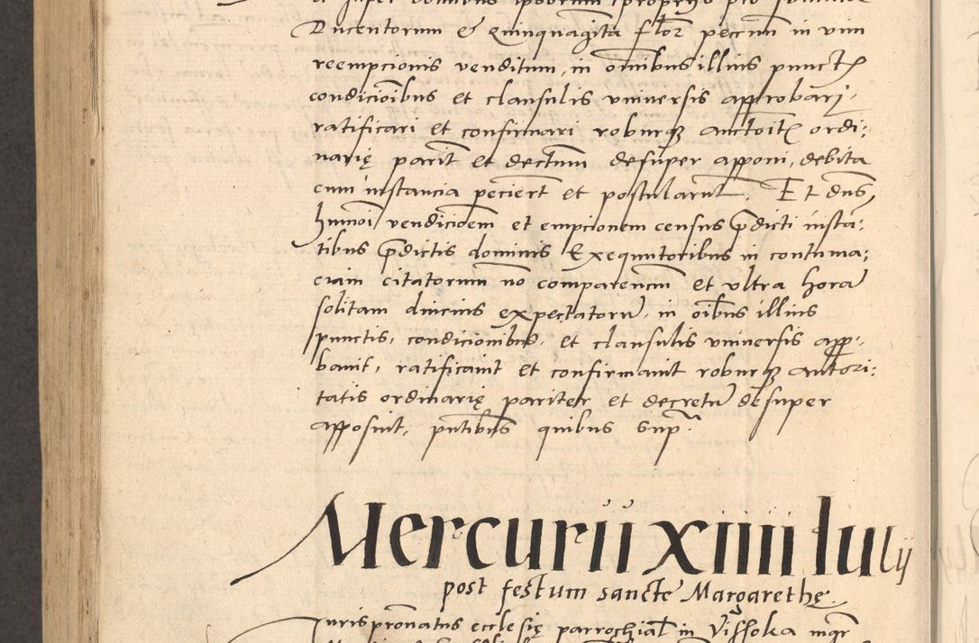 Zdjęcie nr 943 dla obiektu archiwalnego: Acta actorum causarum, sentenciarum et obligationum coram reverendo patre domino Thoma Roznowski canonico et reverendissimi in Christo patris et domini domini Patri Dei gratia Cracoviensis. Sabbato, 26 Octobris in ecclesiam suam solenniter recepti officialis generalis Cracoviensis dinita administratura, qua fungebatur post mortem reverendissimi olim felicis recordationis domini Joannis Choiecki episcopi Cracoviensis et Regni Polonie cancelarii anno presenti currenti videlicet 1538, die 11 Marcii Piotrcovie in comiciis celebratis circiter 23 horam defuncti sepulto corpore nona eiusdemque obsequiis X respective Aprilis peractis electo sub indictione XI, pontificatu vero sanctissimi in Christo patris et domini nostri domini Pauli divina providencia pape tercii foeliciter moderni, anno quarto, incepta felicibus auspiciis continuantur ordine processu infrascripto