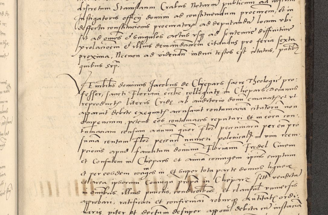 Zdjęcie nr 942 dla obiektu archiwalnego: Acta actorum causarum, sentenciarum et obligationum coram reverendo patre domino Thoma Roznowski canonico et reverendissimi in Christo patris et domini domini Patri Dei gratia Cracoviensis. Sabbato, 26 Octobris in ecclesiam suam solenniter recepti officialis generalis Cracoviensis dinita administratura, qua fungebatur post mortem reverendissimi olim felicis recordationis domini Joannis Choiecki episcopi Cracoviensis et Regni Polonie cancelarii anno presenti currenti videlicet 1538, die 11 Marcii Piotrcovie in comiciis celebratis circiter 23 horam defuncti sepulto corpore nona eiusdemque obsequiis X respective Aprilis peractis electo sub indictione XI, pontificatu vero sanctissimi in Christo patris et domini nostri domini Pauli divina providencia pape tercii foeliciter moderni, anno quarto, incepta felicibus auspiciis continuantur ordine processu infrascripto