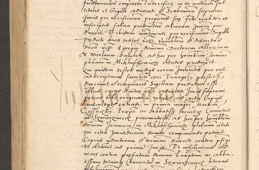 Zdjęcie nr 937 dla obiektu archiwalnego: Acta actorum causarum, sentenciarum et obligationum coram reverendo patre domino Thoma Roznowski canonico et reverendissimi in Christo patris et domini domini Patri Dei gratia Cracoviensis. Sabbato, 26 Octobris in ecclesiam suam solenniter recepti officialis generalis Cracoviensis dinita administratura, qua fungebatur post mortem reverendissimi olim felicis recordationis domini Joannis Choiecki episcopi Cracoviensis et Regni Polonie cancelarii anno presenti currenti videlicet 1538, die 11 Marcii Piotrcovie in comiciis celebratis circiter 23 horam defuncti sepulto corpore nona eiusdemque obsequiis X respective Aprilis peractis electo sub indictione XI, pontificatu vero sanctissimi in Christo patris et domini nostri domini Pauli divina providencia pape tercii foeliciter moderni, anno quarto, incepta felicibus auspiciis continuantur ordine processu infrascripto