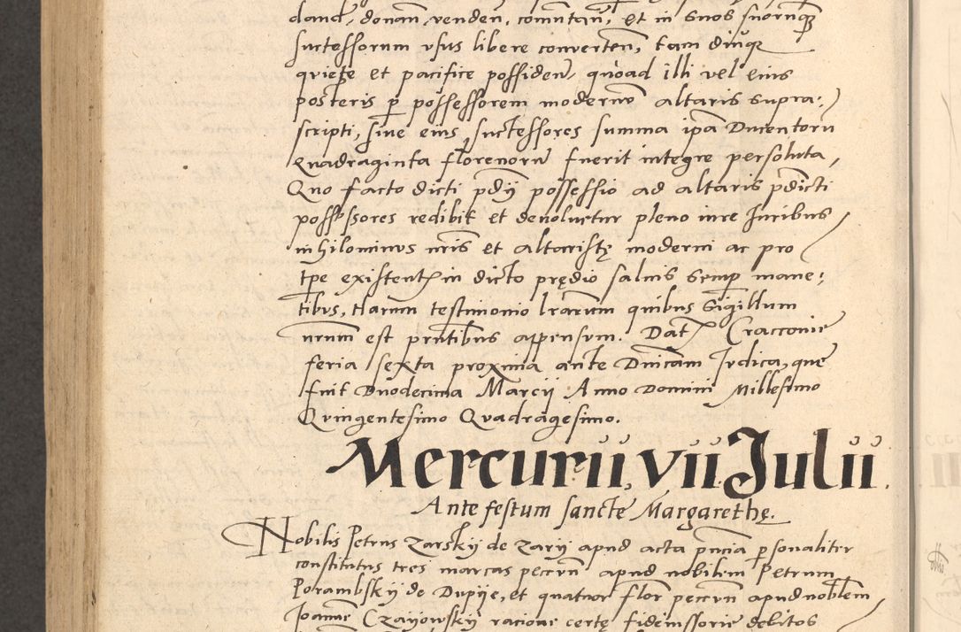 Zdjęcie nr 909 dla obiektu archiwalnego: Acta actorum causarum, sentenciarum et obligationum coram reverendo patre domino Thoma Roznowski canonico et reverendissimi in Christo patris et domini domini Patri Dei gratia Cracoviensis. Sabbato, 26 Octobris in ecclesiam suam solenniter recepti officialis generalis Cracoviensis dinita administratura, qua fungebatur post mortem reverendissimi olim felicis recordationis domini Joannis Choiecki episcopi Cracoviensis et Regni Polonie cancelarii anno presenti currenti videlicet 1538, die 11 Marcii Piotrcovie in comiciis celebratis circiter 23 horam defuncti sepulto corpore nona eiusdemque obsequiis X respective Aprilis peractis electo sub indictione XI, pontificatu vero sanctissimi in Christo patris et domini nostri domini Pauli divina providencia pape tercii foeliciter moderni, anno quarto, incepta felicibus auspiciis continuantur ordine processu infrascripto