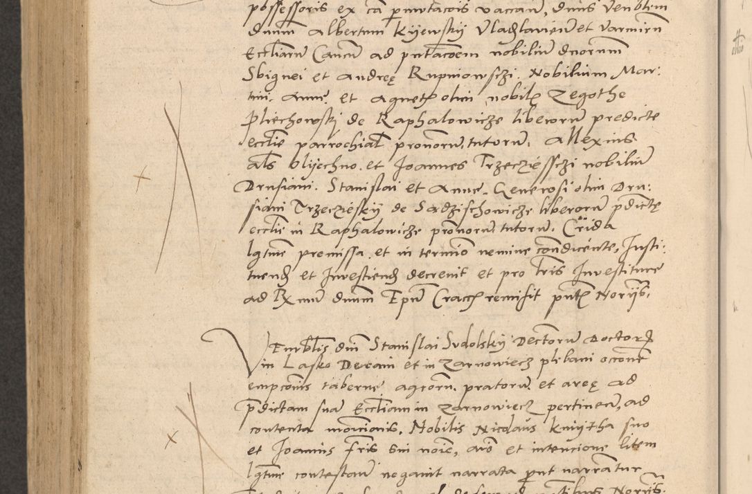 Zdjęcie nr 901 dla obiektu archiwalnego: Acta actorum causarum, sentenciarum et obligationum coram reverendo patre domino Thoma Roznowski canonico et reverendissimi in Christo patris et domini domini Patri Dei gratia Cracoviensis. Sabbato, 26 Octobris in ecclesiam suam solenniter recepti officialis generalis Cracoviensis dinita administratura, qua fungebatur post mortem reverendissimi olim felicis recordationis domini Joannis Choiecki episcopi Cracoviensis et Regni Polonie cancelarii anno presenti currenti videlicet 1538, die 11 Marcii Piotrcovie in comiciis celebratis circiter 23 horam defuncti sepulto corpore nona eiusdemque obsequiis X respective Aprilis peractis electo sub indictione XI, pontificatu vero sanctissimi in Christo patris et domini nostri domini Pauli divina providencia pape tercii foeliciter moderni, anno quarto, incepta felicibus auspiciis continuantur ordine processu infrascripto