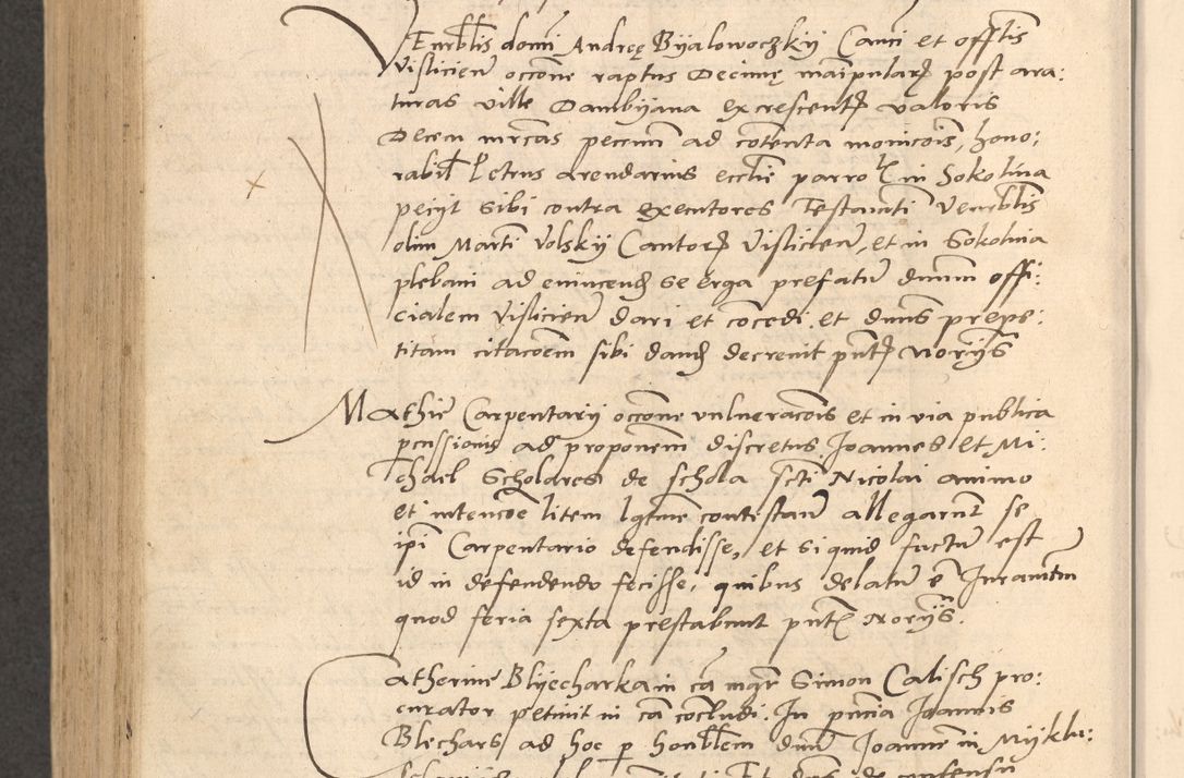 Zdjęcie nr 899 dla obiektu archiwalnego: Acta actorum causarum, sentenciarum et obligationum coram reverendo patre domino Thoma Roznowski canonico et reverendissimi in Christo patris et domini domini Patri Dei gratia Cracoviensis. Sabbato, 26 Octobris in ecclesiam suam solenniter recepti officialis generalis Cracoviensis dinita administratura, qua fungebatur post mortem reverendissimi olim felicis recordationis domini Joannis Choiecki episcopi Cracoviensis et Regni Polonie cancelarii anno presenti currenti videlicet 1538, die 11 Marcii Piotrcovie in comiciis celebratis circiter 23 horam defuncti sepulto corpore nona eiusdemque obsequiis X respective Aprilis peractis electo sub indictione XI, pontificatu vero sanctissimi in Christo patris et domini nostri domini Pauli divina providencia pape tercii foeliciter moderni, anno quarto, incepta felicibus auspiciis continuantur ordine processu infrascripto