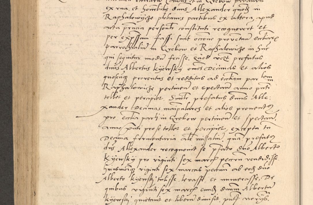 Zdjęcie nr 897 dla obiektu archiwalnego: Acta actorum causarum, sentenciarum et obligationum coram reverendo patre domino Thoma Roznowski canonico et reverendissimi in Christo patris et domini domini Patri Dei gratia Cracoviensis. Sabbato, 26 Octobris in ecclesiam suam solenniter recepti officialis generalis Cracoviensis dinita administratura, qua fungebatur post mortem reverendissimi olim felicis recordationis domini Joannis Choiecki episcopi Cracoviensis et Regni Polonie cancelarii anno presenti currenti videlicet 1538, die 11 Marcii Piotrcovie in comiciis celebratis circiter 23 horam defuncti sepulto corpore nona eiusdemque obsequiis X respective Aprilis peractis electo sub indictione XI, pontificatu vero sanctissimi in Christo patris et domini nostri domini Pauli divina providencia pape tercii foeliciter moderni, anno quarto, incepta felicibus auspiciis continuantur ordine processu infrascripto