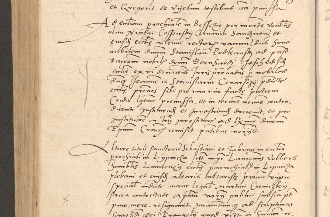 Zdjęcie nr 895 dla obiektu archiwalnego: Acta actorum causarum, sentenciarum et obligationum coram reverendo patre domino Thoma Roznowski canonico et reverendissimi in Christo patris et domini domini Patri Dei gratia Cracoviensis. Sabbato, 26 Octobris in ecclesiam suam solenniter recepti officialis generalis Cracoviensis dinita administratura, qua fungebatur post mortem reverendissimi olim felicis recordationis domini Joannis Choiecki episcopi Cracoviensis et Regni Polonie cancelarii anno presenti currenti videlicet 1538, die 11 Marcii Piotrcovie in comiciis celebratis circiter 23 horam defuncti sepulto corpore nona eiusdemque obsequiis X respective Aprilis peractis electo sub indictione XI, pontificatu vero sanctissimi in Christo patris et domini nostri domini Pauli divina providencia pape tercii foeliciter moderni, anno quarto, incepta felicibus auspiciis continuantur ordine processu infrascripto