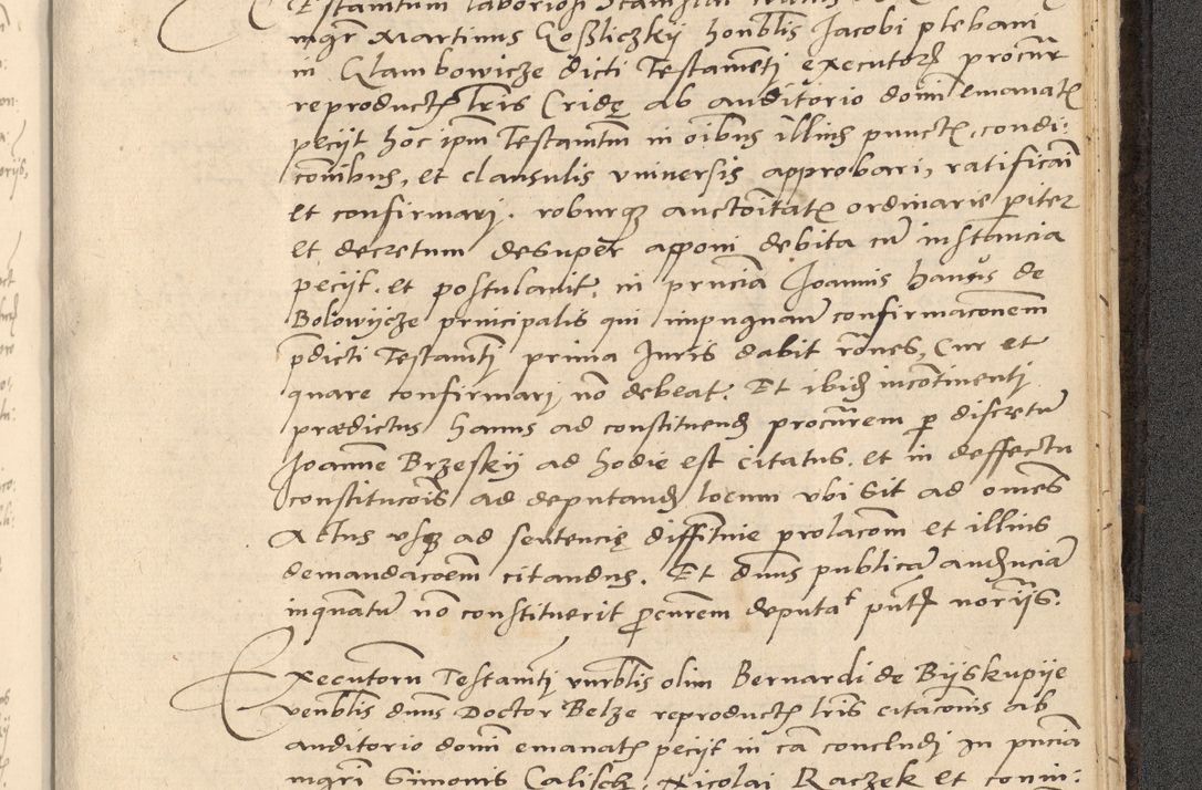 Zdjęcie nr 874 dla obiektu archiwalnego: Acta actorum causarum, sentenciarum et obligationum coram reverendo patre domino Thoma Roznowski canonico et reverendissimi in Christo patris et domini domini Patri Dei gratia Cracoviensis. Sabbato, 26 Octobris in ecclesiam suam solenniter recepti officialis generalis Cracoviensis dinita administratura, qua fungebatur post mortem reverendissimi olim felicis recordationis domini Joannis Choiecki episcopi Cracoviensis et Regni Polonie cancelarii anno presenti currenti videlicet 1538, die 11 Marcii Piotrcovie in comiciis celebratis circiter 23 horam defuncti sepulto corpore nona eiusdemque obsequiis X respective Aprilis peractis electo sub indictione XI, pontificatu vero sanctissimi in Christo patris et domini nostri domini Pauli divina providencia pape tercii foeliciter moderni, anno quarto, incepta felicibus auspiciis continuantur ordine processu infrascripto
