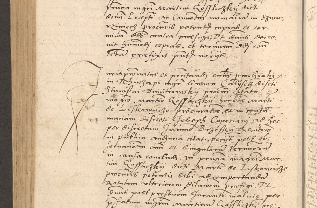 Zdjęcie nr 875 dla obiektu archiwalnego: Acta actorum causarum, sentenciarum et obligationum coram reverendo patre domino Thoma Roznowski canonico et reverendissimi in Christo patris et domini domini Patri Dei gratia Cracoviensis. Sabbato, 26 Octobris in ecclesiam suam solenniter recepti officialis generalis Cracoviensis dinita administratura, qua fungebatur post mortem reverendissimi olim felicis recordationis domini Joannis Choiecki episcopi Cracoviensis et Regni Polonie cancelarii anno presenti currenti videlicet 1538, die 11 Marcii Piotrcovie in comiciis celebratis circiter 23 horam defuncti sepulto corpore nona eiusdemque obsequiis X respective Aprilis peractis electo sub indictione XI, pontificatu vero sanctissimi in Christo patris et domini nostri domini Pauli divina providencia pape tercii foeliciter moderni, anno quarto, incepta felicibus auspiciis continuantur ordine processu infrascripto