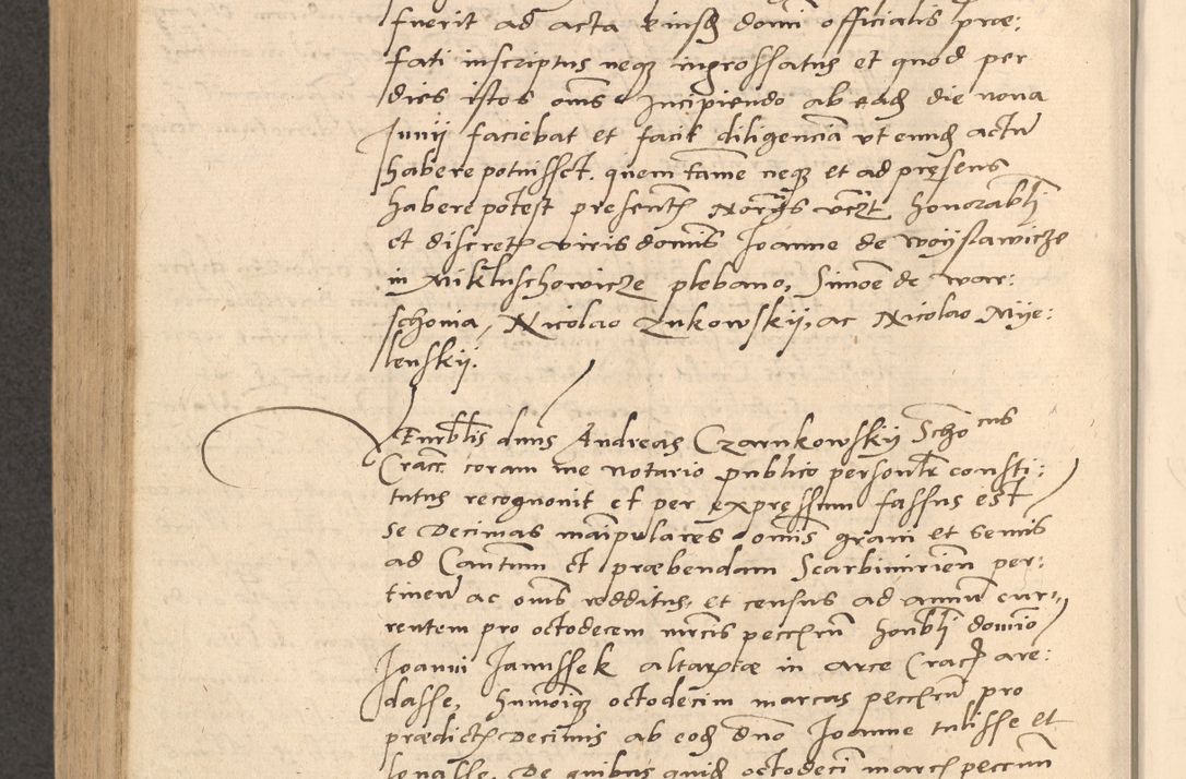 Zdjęcie nr 865 dla obiektu archiwalnego: Acta actorum causarum, sentenciarum et obligationum coram reverendo patre domino Thoma Roznowski canonico et reverendissimi in Christo patris et domini domini Patri Dei gratia Cracoviensis. Sabbato, 26 Octobris in ecclesiam suam solenniter recepti officialis generalis Cracoviensis dinita administratura, qua fungebatur post mortem reverendissimi olim felicis recordationis domini Joannis Choiecki episcopi Cracoviensis et Regni Polonie cancelarii anno presenti currenti videlicet 1538, die 11 Marcii Piotrcovie in comiciis celebratis circiter 23 horam defuncti sepulto corpore nona eiusdemque obsequiis X respective Aprilis peractis electo sub indictione XI, pontificatu vero sanctissimi in Christo patris et domini nostri domini Pauli divina providencia pape tercii foeliciter moderni, anno quarto, incepta felicibus auspiciis continuantur ordine processu infrascripto