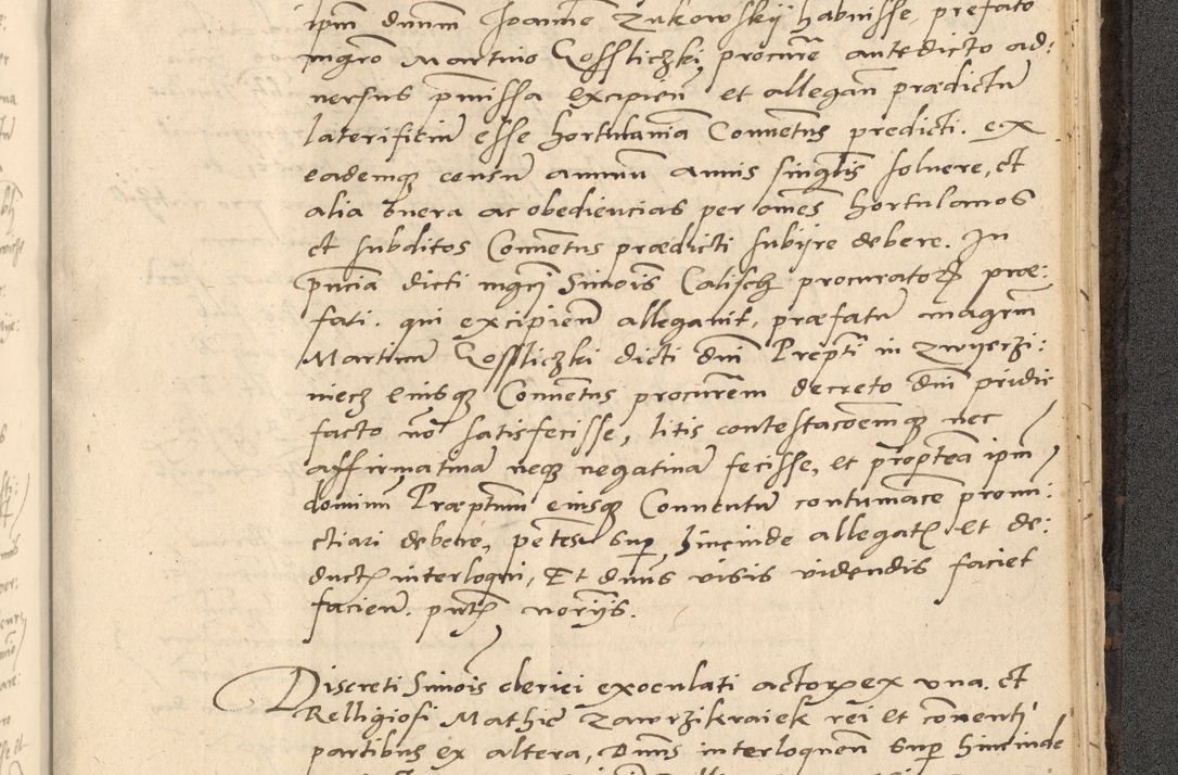 Zdjęcie nr 866 dla obiektu archiwalnego: Acta actorum causarum, sentenciarum et obligationum coram reverendo patre domino Thoma Roznowski canonico et reverendissimi in Christo patris et domini domini Patri Dei gratia Cracoviensis. Sabbato, 26 Octobris in ecclesiam suam solenniter recepti officialis generalis Cracoviensis dinita administratura, qua fungebatur post mortem reverendissimi olim felicis recordationis domini Joannis Choiecki episcopi Cracoviensis et Regni Polonie cancelarii anno presenti currenti videlicet 1538, die 11 Marcii Piotrcovie in comiciis celebratis circiter 23 horam defuncti sepulto corpore nona eiusdemque obsequiis X respective Aprilis peractis electo sub indictione XI, pontificatu vero sanctissimi in Christo patris et domini nostri domini Pauli divina providencia pape tercii foeliciter moderni, anno quarto, incepta felicibus auspiciis continuantur ordine processu infrascripto