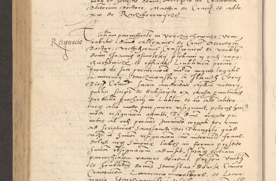 Zdjęcie nr 857 dla obiektu archiwalnego: Acta actorum causarum, sentenciarum et obligationum coram reverendo patre domino Thoma Roznowski canonico et reverendissimi in Christo patris et domini domini Patri Dei gratia Cracoviensis. Sabbato, 26 Octobris in ecclesiam suam solenniter recepti officialis generalis Cracoviensis dinita administratura, qua fungebatur post mortem reverendissimi olim felicis recordationis domini Joannis Choiecki episcopi Cracoviensis et Regni Polonie cancelarii anno presenti currenti videlicet 1538, die 11 Marcii Piotrcovie in comiciis celebratis circiter 23 horam defuncti sepulto corpore nona eiusdemque obsequiis X respective Aprilis peractis electo sub indictione XI, pontificatu vero sanctissimi in Christo patris et domini nostri domini Pauli divina providencia pape tercii foeliciter moderni, anno quarto, incepta felicibus auspiciis continuantur ordine processu infrascripto