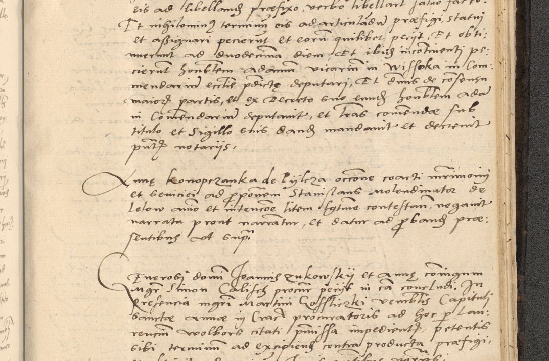 Zdjęcie nr 858 dla obiektu archiwalnego: Acta actorum causarum, sentenciarum et obligationum coram reverendo patre domino Thoma Roznowski canonico et reverendissimi in Christo patris et domini domini Patri Dei gratia Cracoviensis. Sabbato, 26 Octobris in ecclesiam suam solenniter recepti officialis generalis Cracoviensis dinita administratura, qua fungebatur post mortem reverendissimi olim felicis recordationis domini Joannis Choiecki episcopi Cracoviensis et Regni Polonie cancelarii anno presenti currenti videlicet 1538, die 11 Marcii Piotrcovie in comiciis celebratis circiter 23 horam defuncti sepulto corpore nona eiusdemque obsequiis X respective Aprilis peractis electo sub indictione XI, pontificatu vero sanctissimi in Christo patris et domini nostri domini Pauli divina providencia pape tercii foeliciter moderni, anno quarto, incepta felicibus auspiciis continuantur ordine processu infrascripto