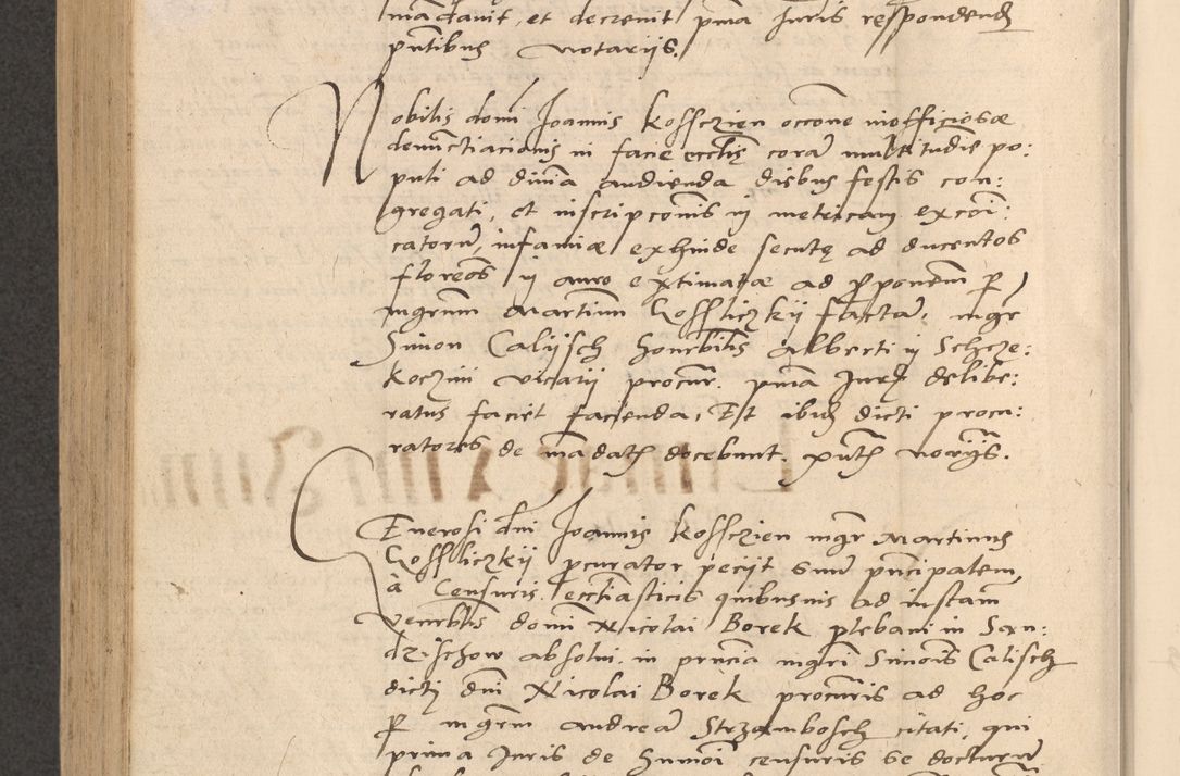 Zdjęcie nr 853 dla obiektu archiwalnego: Acta actorum causarum, sentenciarum et obligationum coram reverendo patre domino Thoma Roznowski canonico et reverendissimi in Christo patris et domini domini Patri Dei gratia Cracoviensis. Sabbato, 26 Octobris in ecclesiam suam solenniter recepti officialis generalis Cracoviensis dinita administratura, qua fungebatur post mortem reverendissimi olim felicis recordationis domini Joannis Choiecki episcopi Cracoviensis et Regni Polonie cancelarii anno presenti currenti videlicet 1538, die 11 Marcii Piotrcovie in comiciis celebratis circiter 23 horam defuncti sepulto corpore nona eiusdemque obsequiis X respective Aprilis peractis electo sub indictione XI, pontificatu vero sanctissimi in Christo patris et domini nostri domini Pauli divina providencia pape tercii foeliciter moderni, anno quarto, incepta felicibus auspiciis continuantur ordine processu infrascripto
