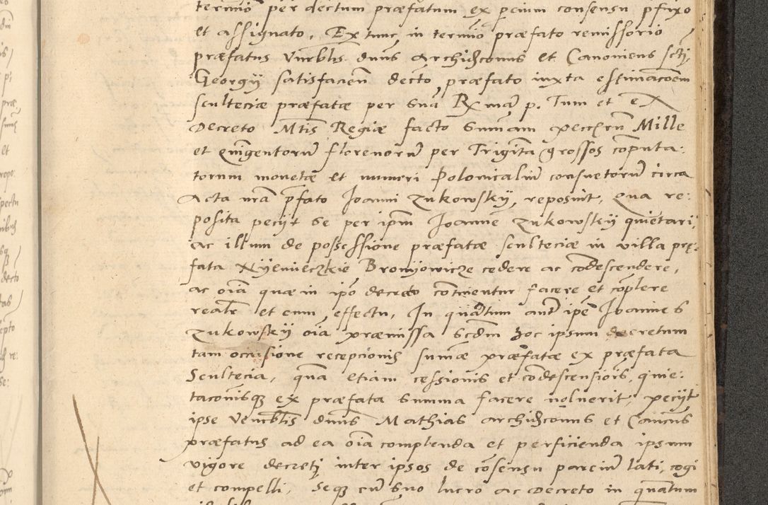 Zdjęcie nr 838 dla obiektu archiwalnego: Acta actorum causarum, sentenciarum et obligationum coram reverendo patre domino Thoma Roznowski canonico et reverendissimi in Christo patris et domini domini Patri Dei gratia Cracoviensis. Sabbato, 26 Octobris in ecclesiam suam solenniter recepti officialis generalis Cracoviensis dinita administratura, qua fungebatur post mortem reverendissimi olim felicis recordationis domini Joannis Choiecki episcopi Cracoviensis et Regni Polonie cancelarii anno presenti currenti videlicet 1538, die 11 Marcii Piotrcovie in comiciis celebratis circiter 23 horam defuncti sepulto corpore nona eiusdemque obsequiis X respective Aprilis peractis electo sub indictione XI, pontificatu vero sanctissimi in Christo patris et domini nostri domini Pauli divina providencia pape tercii foeliciter moderni, anno quarto, incepta felicibus auspiciis continuantur ordine processu infrascripto