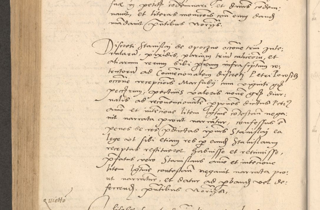 Zdjęcie nr 817 dla obiektu archiwalnego: Acta actorum causarum, sentenciarum et obligationum coram reverendo patre domino Thoma Roznowski canonico et reverendissimi in Christo patris et domini domini Patri Dei gratia Cracoviensis. Sabbato, 26 Octobris in ecclesiam suam solenniter recepti officialis generalis Cracoviensis dinita administratura, qua fungebatur post mortem reverendissimi olim felicis recordationis domini Joannis Choiecki episcopi Cracoviensis et Regni Polonie cancelarii anno presenti currenti videlicet 1538, die 11 Marcii Piotrcovie in comiciis celebratis circiter 23 horam defuncti sepulto corpore nona eiusdemque obsequiis X respective Aprilis peractis electo sub indictione XI, pontificatu vero sanctissimi in Christo patris et domini nostri domini Pauli divina providencia pape tercii foeliciter moderni, anno quarto, incepta felicibus auspiciis continuantur ordine processu infrascripto