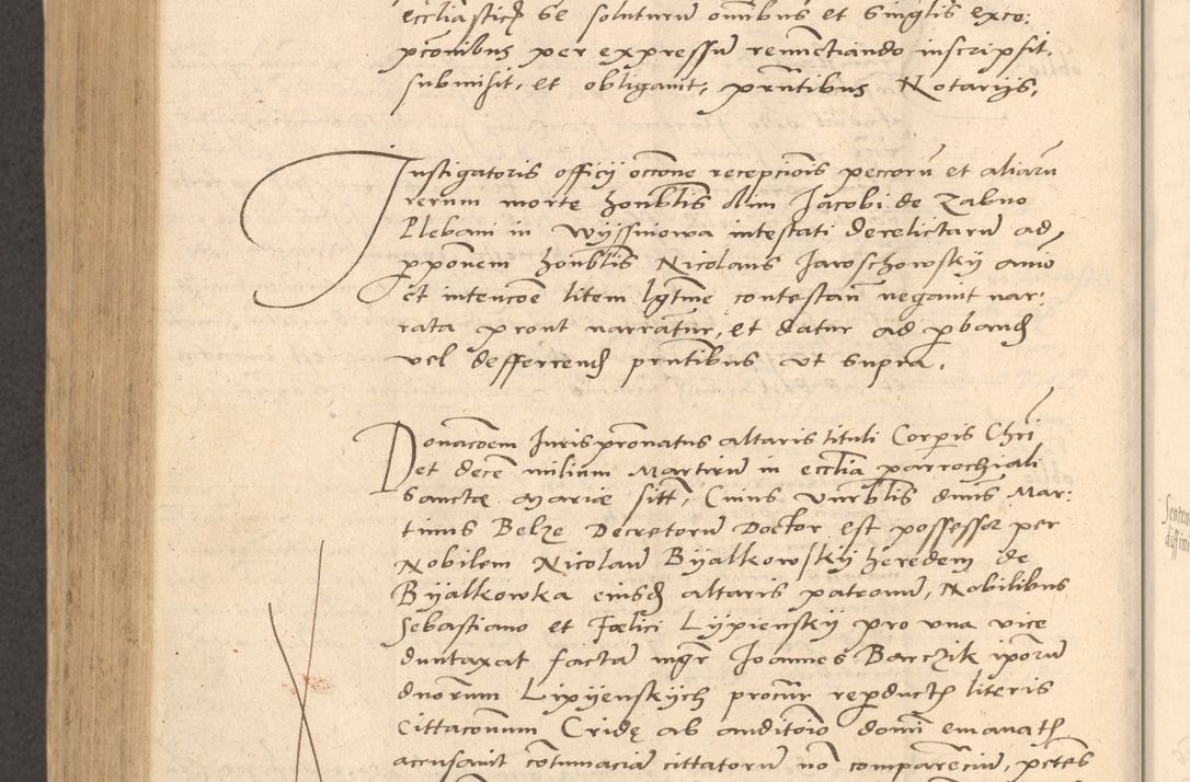 Zdjęcie nr 819 dla obiektu archiwalnego: Acta actorum causarum, sentenciarum et obligationum coram reverendo patre domino Thoma Roznowski canonico et reverendissimi in Christo patris et domini domini Patri Dei gratia Cracoviensis. Sabbato, 26 Octobris in ecclesiam suam solenniter recepti officialis generalis Cracoviensis dinita administratura, qua fungebatur post mortem reverendissimi olim felicis recordationis domini Joannis Choiecki episcopi Cracoviensis et Regni Polonie cancelarii anno presenti currenti videlicet 1538, die 11 Marcii Piotrcovie in comiciis celebratis circiter 23 horam defuncti sepulto corpore nona eiusdemque obsequiis X respective Aprilis peractis electo sub indictione XI, pontificatu vero sanctissimi in Christo patris et domini nostri domini Pauli divina providencia pape tercii foeliciter moderni, anno quarto, incepta felicibus auspiciis continuantur ordine processu infrascripto