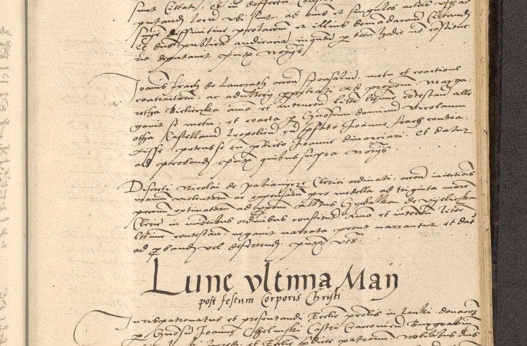 Zdjęcie nr 796 dla obiektu archiwalnego: Acta actorum causarum, sentenciarum et obligationum coram reverendo patre domino Thoma Roznowski canonico et reverendissimi in Christo patris et domini domini Patri Dei gratia Cracoviensis. Sabbato, 26 Octobris in ecclesiam suam solenniter recepti officialis generalis Cracoviensis dinita administratura, qua fungebatur post mortem reverendissimi olim felicis recordationis domini Joannis Choiecki episcopi Cracoviensis et Regni Polonie cancelarii anno presenti currenti videlicet 1538, die 11 Marcii Piotrcovie in comiciis celebratis circiter 23 horam defuncti sepulto corpore nona eiusdemque obsequiis X respective Aprilis peractis electo sub indictione XI, pontificatu vero sanctissimi in Christo patris et domini nostri domini Pauli divina providencia pape tercii foeliciter moderni, anno quarto, incepta felicibus auspiciis continuantur ordine processu infrascripto