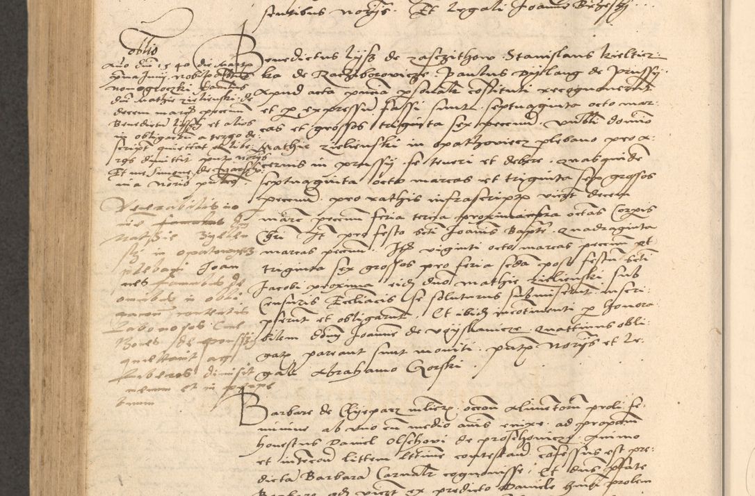 Zdjęcie nr 795 dla obiektu archiwalnego: Acta actorum causarum, sentenciarum et obligationum coram reverendo patre domino Thoma Roznowski canonico et reverendissimi in Christo patris et domini domini Patri Dei gratia Cracoviensis. Sabbato, 26 Octobris in ecclesiam suam solenniter recepti officialis generalis Cracoviensis dinita administratura, qua fungebatur post mortem reverendissimi olim felicis recordationis domini Joannis Choiecki episcopi Cracoviensis et Regni Polonie cancelarii anno presenti currenti videlicet 1538, die 11 Marcii Piotrcovie in comiciis celebratis circiter 23 horam defuncti sepulto corpore nona eiusdemque obsequiis X respective Aprilis peractis electo sub indictione XI, pontificatu vero sanctissimi in Christo patris et domini nostri domini Pauli divina providencia pape tercii foeliciter moderni, anno quarto, incepta felicibus auspiciis continuantur ordine processu infrascripto