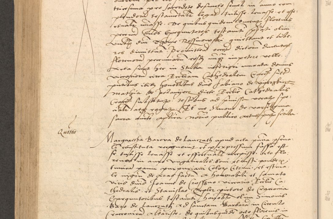 Zdjęcie nr 781 dla obiektu archiwalnego: Acta actorum causarum, sentenciarum et obligationum coram reverendo patre domino Thoma Roznowski canonico et reverendissimi in Christo patris et domini domini Patri Dei gratia Cracoviensis. Sabbato, 26 Octobris in ecclesiam suam solenniter recepti officialis generalis Cracoviensis dinita administratura, qua fungebatur post mortem reverendissimi olim felicis recordationis domini Joannis Choiecki episcopi Cracoviensis et Regni Polonie cancelarii anno presenti currenti videlicet 1538, die 11 Marcii Piotrcovie in comiciis celebratis circiter 23 horam defuncti sepulto corpore nona eiusdemque obsequiis X respective Aprilis peractis electo sub indictione XI, pontificatu vero sanctissimi in Christo patris et domini nostri domini Pauli divina providencia pape tercii foeliciter moderni, anno quarto, incepta felicibus auspiciis continuantur ordine processu infrascripto