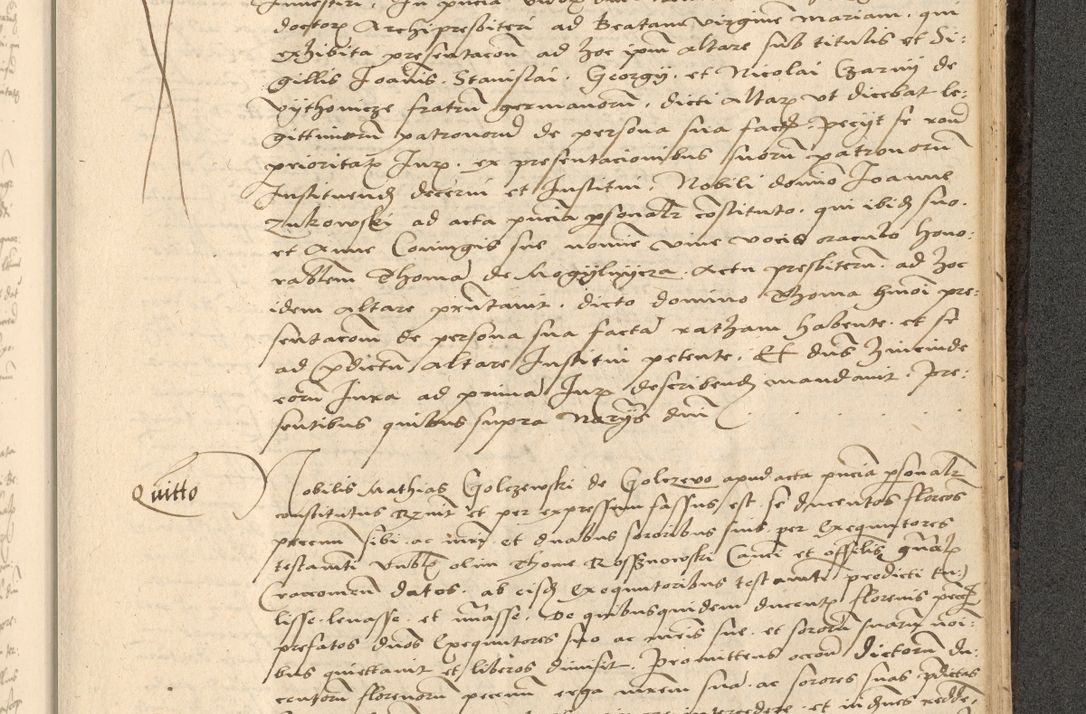 Zdjęcie nr 768 dla obiektu archiwalnego: Acta actorum causarum, sentenciarum et obligationum coram reverendo patre domino Thoma Roznowski canonico et reverendissimi in Christo patris et domini domini Patri Dei gratia Cracoviensis. Sabbato, 26 Octobris in ecclesiam suam solenniter recepti officialis generalis Cracoviensis dinita administratura, qua fungebatur post mortem reverendissimi olim felicis recordationis domini Joannis Choiecki episcopi Cracoviensis et Regni Polonie cancelarii anno presenti currenti videlicet 1538, die 11 Marcii Piotrcovie in comiciis celebratis circiter 23 horam defuncti sepulto corpore nona eiusdemque obsequiis X respective Aprilis peractis electo sub indictione XI, pontificatu vero sanctissimi in Christo patris et domini nostri domini Pauli divina providencia pape tercii foeliciter moderni, anno quarto, incepta felicibus auspiciis continuantur ordine processu infrascripto