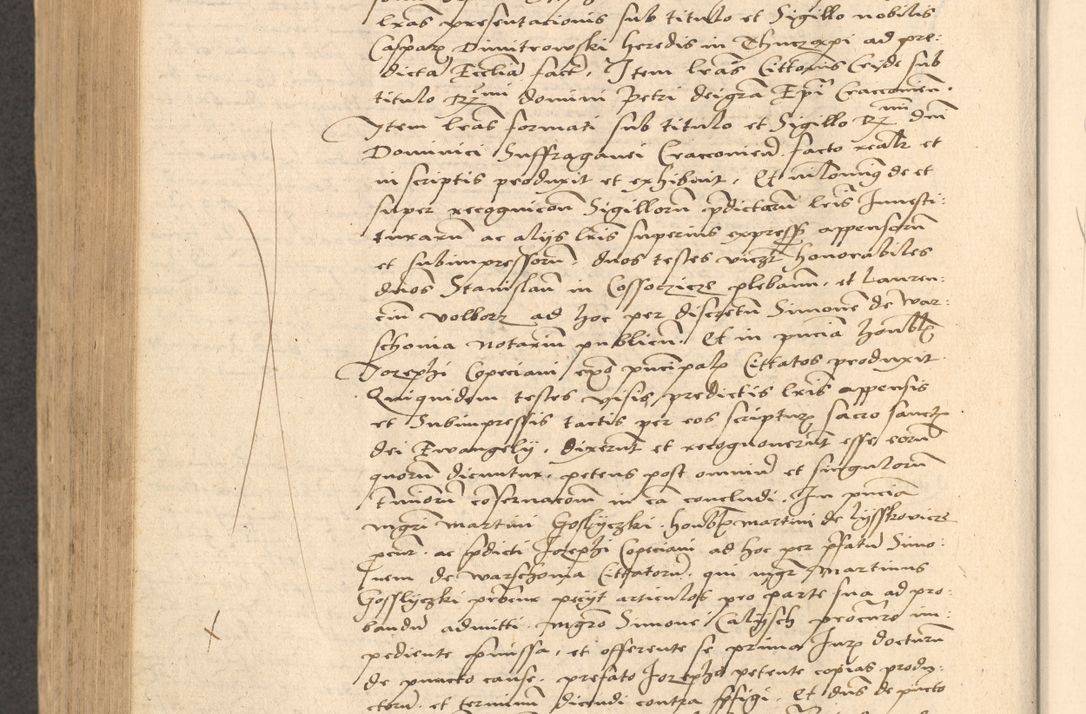 Zdjęcie nr 769 dla obiektu archiwalnego: Acta actorum causarum, sentenciarum et obligationum coram reverendo patre domino Thoma Roznowski canonico et reverendissimi in Christo patris et domini domini Patri Dei gratia Cracoviensis. Sabbato, 26 Octobris in ecclesiam suam solenniter recepti officialis generalis Cracoviensis dinita administratura, qua fungebatur post mortem reverendissimi olim felicis recordationis domini Joannis Choiecki episcopi Cracoviensis et Regni Polonie cancelarii anno presenti currenti videlicet 1538, die 11 Marcii Piotrcovie in comiciis celebratis circiter 23 horam defuncti sepulto corpore nona eiusdemque obsequiis X respective Aprilis peractis electo sub indictione XI, pontificatu vero sanctissimi in Christo patris et domini nostri domini Pauli divina providencia pape tercii foeliciter moderni, anno quarto, incepta felicibus auspiciis continuantur ordine processu infrascripto