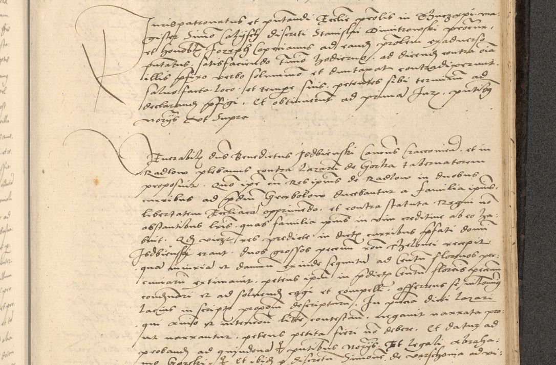 Zdjęcie nr 764 dla obiektu archiwalnego: Acta actorum causarum, sentenciarum et obligationum coram reverendo patre domino Thoma Roznowski canonico et reverendissimi in Christo patris et domini domini Patri Dei gratia Cracoviensis. Sabbato, 26 Octobris in ecclesiam suam solenniter recepti officialis generalis Cracoviensis dinita administratura, qua fungebatur post mortem reverendissimi olim felicis recordationis domini Joannis Choiecki episcopi Cracoviensis et Regni Polonie cancelarii anno presenti currenti videlicet 1538, die 11 Marcii Piotrcovie in comiciis celebratis circiter 23 horam defuncti sepulto corpore nona eiusdemque obsequiis X respective Aprilis peractis electo sub indictione XI, pontificatu vero sanctissimi in Christo patris et domini nostri domini Pauli divina providencia pape tercii foeliciter moderni, anno quarto, incepta felicibus auspiciis continuantur ordine processu infrascripto