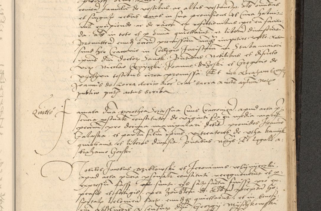 Zdjęcie nr 754 dla obiektu archiwalnego: Acta actorum causarum, sentenciarum et obligationum coram reverendo patre domino Thoma Roznowski canonico et reverendissimi in Christo patris et domini domini Patri Dei gratia Cracoviensis. Sabbato, 26 Octobris in ecclesiam suam solenniter recepti officialis generalis Cracoviensis dinita administratura, qua fungebatur post mortem reverendissimi olim felicis recordationis domini Joannis Choiecki episcopi Cracoviensis et Regni Polonie cancelarii anno presenti currenti videlicet 1538, die 11 Marcii Piotrcovie in comiciis celebratis circiter 23 horam defuncti sepulto corpore nona eiusdemque obsequiis X respective Aprilis peractis electo sub indictione XI, pontificatu vero sanctissimi in Christo patris et domini nostri domini Pauli divina providencia pape tercii foeliciter moderni, anno quarto, incepta felicibus auspiciis continuantur ordine processu infrascripto