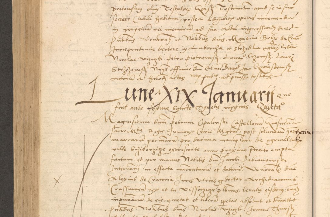 Zdjęcie nr 741 dla obiektu archiwalnego: Acta actorum causarum, sentenciarum et obligationum coram reverendo patre domino Thoma Roznowski canonico et reverendissimi in Christo patris et domini domini Patri Dei gratia Cracoviensis. Sabbato, 26 Octobris in ecclesiam suam solenniter recepti officialis generalis Cracoviensis dinita administratura, qua fungebatur post mortem reverendissimi olim felicis recordationis domini Joannis Choiecki episcopi Cracoviensis et Regni Polonie cancelarii anno presenti currenti videlicet 1538, die 11 Marcii Piotrcovie in comiciis celebratis circiter 23 horam defuncti sepulto corpore nona eiusdemque obsequiis X respective Aprilis peractis electo sub indictione XI, pontificatu vero sanctissimi in Christo patris et domini nostri domini Pauli divina providencia pape tercii foeliciter moderni, anno quarto, incepta felicibus auspiciis continuantur ordine processu infrascripto