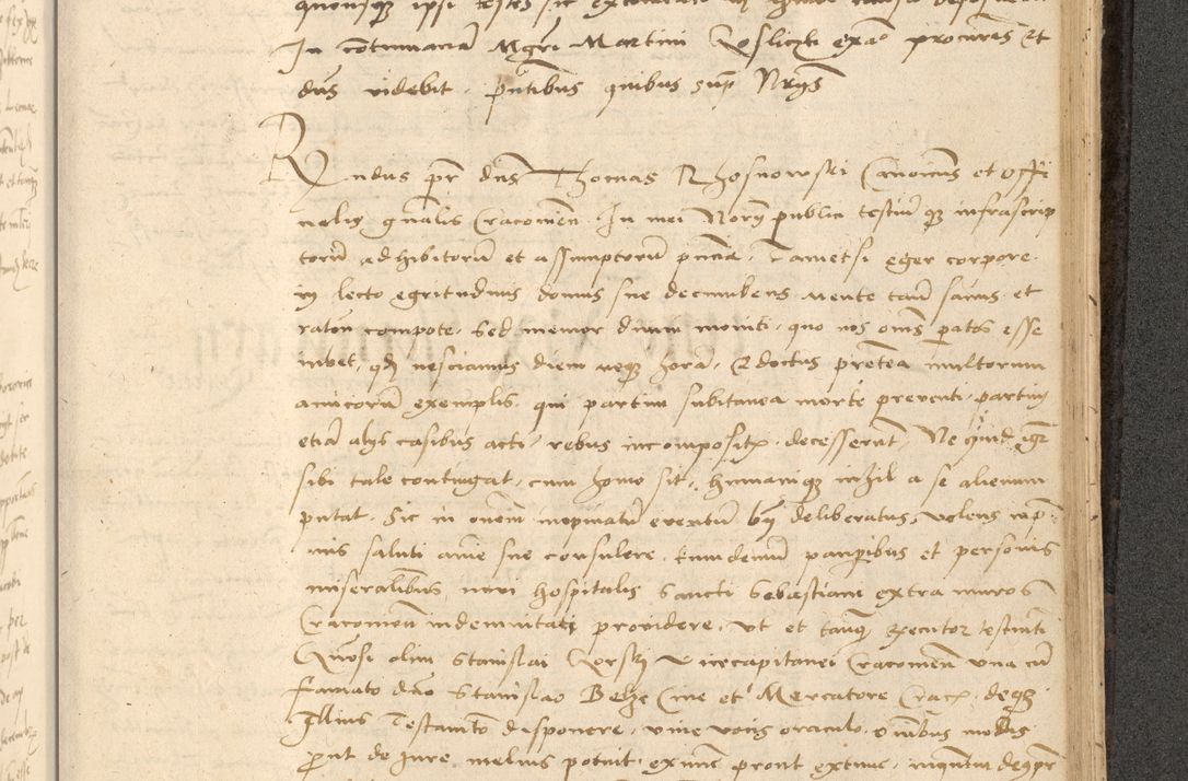 Zdjęcie nr 740 dla obiektu archiwalnego: Acta actorum causarum, sentenciarum et obligationum coram reverendo patre domino Thoma Roznowski canonico et reverendissimi in Christo patris et domini domini Patri Dei gratia Cracoviensis. Sabbato, 26 Octobris in ecclesiam suam solenniter recepti officialis generalis Cracoviensis dinita administratura, qua fungebatur post mortem reverendissimi olim felicis recordationis domini Joannis Choiecki episcopi Cracoviensis et Regni Polonie cancelarii anno presenti currenti videlicet 1538, die 11 Marcii Piotrcovie in comiciis celebratis circiter 23 horam defuncti sepulto corpore nona eiusdemque obsequiis X respective Aprilis peractis electo sub indictione XI, pontificatu vero sanctissimi in Christo patris et domini nostri domini Pauli divina providencia pape tercii foeliciter moderni, anno quarto, incepta felicibus auspiciis continuantur ordine processu infrascripto