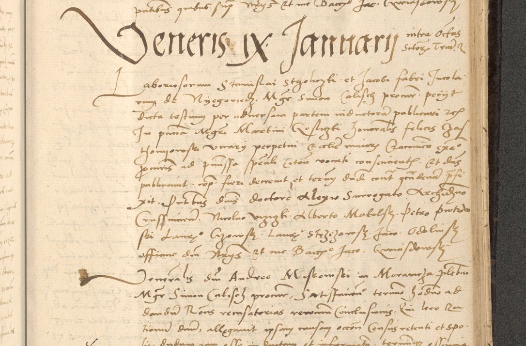 Zdjęcie nr 732 dla obiektu archiwalnego: Acta actorum causarum, sentenciarum et obligationum coram reverendo patre domino Thoma Roznowski canonico et reverendissimi in Christo patris et domini domini Patri Dei gratia Cracoviensis. Sabbato, 26 Octobris in ecclesiam suam solenniter recepti officialis generalis Cracoviensis dinita administratura, qua fungebatur post mortem reverendissimi olim felicis recordationis domini Joannis Choiecki episcopi Cracoviensis et Regni Polonie cancelarii anno presenti currenti videlicet 1538, die 11 Marcii Piotrcovie in comiciis celebratis circiter 23 horam defuncti sepulto corpore nona eiusdemque obsequiis X respective Aprilis peractis electo sub indictione XI, pontificatu vero sanctissimi in Christo patris et domini nostri domini Pauli divina providencia pape tercii foeliciter moderni, anno quarto, incepta felicibus auspiciis continuantur ordine processu infrascripto