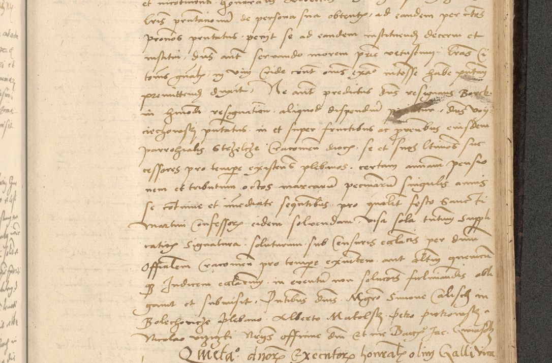 Zdjęcie nr 730 dla obiektu archiwalnego: Acta actorum causarum, sentenciarum et obligationum coram reverendo patre domino Thoma Roznowski canonico et reverendissimi in Christo patris et domini domini Patri Dei gratia Cracoviensis. Sabbato, 26 Octobris in ecclesiam suam solenniter recepti officialis generalis Cracoviensis dinita administratura, qua fungebatur post mortem reverendissimi olim felicis recordationis domini Joannis Choiecki episcopi Cracoviensis et Regni Polonie cancelarii anno presenti currenti videlicet 1538, die 11 Marcii Piotrcovie in comiciis celebratis circiter 23 horam defuncti sepulto corpore nona eiusdemque obsequiis X respective Aprilis peractis electo sub indictione XI, pontificatu vero sanctissimi in Christo patris et domini nostri domini Pauli divina providencia pape tercii foeliciter moderni, anno quarto, incepta felicibus auspiciis continuantur ordine processu infrascripto