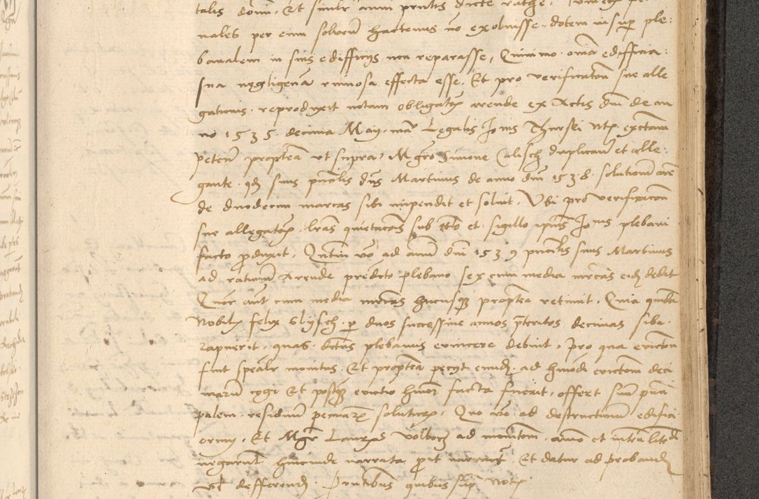 Zdjęcie nr 728 dla obiektu archiwalnego: Acta actorum causarum, sentenciarum et obligationum coram reverendo patre domino Thoma Roznowski canonico et reverendissimi in Christo patris et domini domini Patri Dei gratia Cracoviensis. Sabbato, 26 Octobris in ecclesiam suam solenniter recepti officialis generalis Cracoviensis dinita administratura, qua fungebatur post mortem reverendissimi olim felicis recordationis domini Joannis Choiecki episcopi Cracoviensis et Regni Polonie cancelarii anno presenti currenti videlicet 1538, die 11 Marcii Piotrcovie in comiciis celebratis circiter 23 horam defuncti sepulto corpore nona eiusdemque obsequiis X respective Aprilis peractis electo sub indictione XI, pontificatu vero sanctissimi in Christo patris et domini nostri domini Pauli divina providencia pape tercii foeliciter moderni, anno quarto, incepta felicibus auspiciis continuantur ordine processu infrascripto