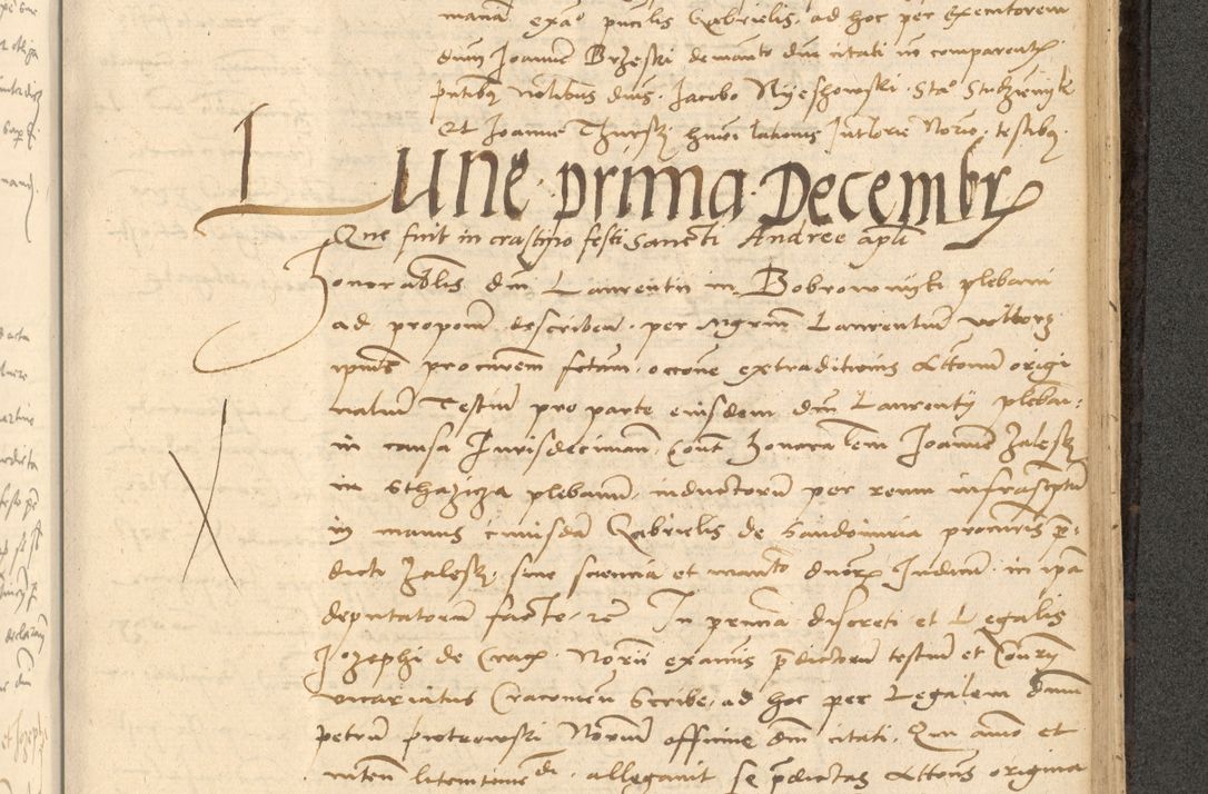 Zdjęcie nr 698 dla obiektu archiwalnego: Acta actorum causarum, sentenciarum et obligationum coram reverendo patre domino Thoma Roznowski canonico et reverendissimi in Christo patris et domini domini Patri Dei gratia Cracoviensis. Sabbato, 26 Octobris in ecclesiam suam solenniter recepti officialis generalis Cracoviensis dinita administratura, qua fungebatur post mortem reverendissimi olim felicis recordationis domini Joannis Choiecki episcopi Cracoviensis et Regni Polonie cancelarii anno presenti currenti videlicet 1538, die 11 Marcii Piotrcovie in comiciis celebratis circiter 23 horam defuncti sepulto corpore nona eiusdemque obsequiis X respective Aprilis peractis electo sub indictione XI, pontificatu vero sanctissimi in Christo patris et domini nostri domini Pauli divina providencia pape tercii foeliciter moderni, anno quarto, incepta felicibus auspiciis continuantur ordine processu infrascripto