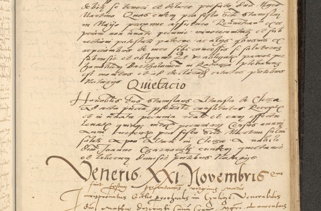 Zdjęcie nr 684 dla obiektu archiwalnego: Acta actorum causarum, sentenciarum et obligationum coram reverendo patre domino Thoma Roznowski canonico et reverendissimi in Christo patris et domini domini Patri Dei gratia Cracoviensis. Sabbato, 26 Octobris in ecclesiam suam solenniter recepti officialis generalis Cracoviensis dinita administratura, qua fungebatur post mortem reverendissimi olim felicis recordationis domini Joannis Choiecki episcopi Cracoviensis et Regni Polonie cancelarii anno presenti currenti videlicet 1538, die 11 Marcii Piotrcovie in comiciis celebratis circiter 23 horam defuncti sepulto corpore nona eiusdemque obsequiis X respective Aprilis peractis electo sub indictione XI, pontificatu vero sanctissimi in Christo patris et domini nostri domini Pauli divina providencia pape tercii foeliciter moderni, anno quarto, incepta felicibus auspiciis continuantur ordine processu infrascripto