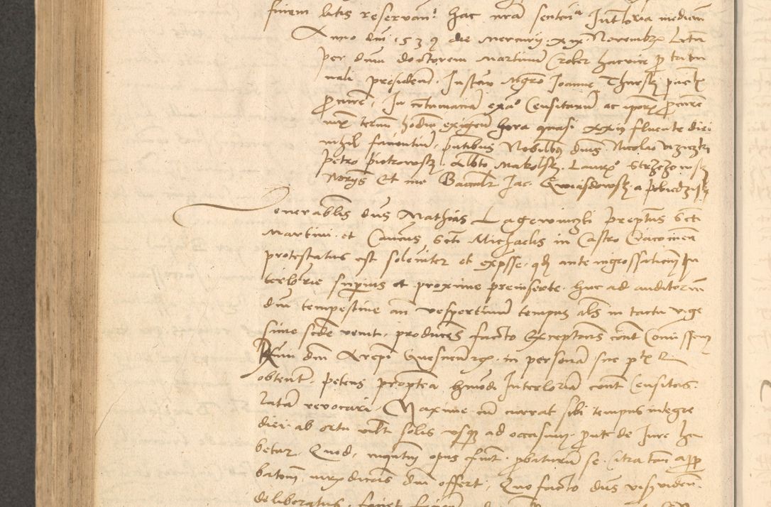 Zdjęcie nr 683 dla obiektu archiwalnego: Acta actorum causarum, sentenciarum et obligationum coram reverendo patre domino Thoma Roznowski canonico et reverendissimi in Christo patris et domini domini Patri Dei gratia Cracoviensis. Sabbato, 26 Octobris in ecclesiam suam solenniter recepti officialis generalis Cracoviensis dinita administratura, qua fungebatur post mortem reverendissimi olim felicis recordationis domini Joannis Choiecki episcopi Cracoviensis et Regni Polonie cancelarii anno presenti currenti videlicet 1538, die 11 Marcii Piotrcovie in comiciis celebratis circiter 23 horam defuncti sepulto corpore nona eiusdemque obsequiis X respective Aprilis peractis electo sub indictione XI, pontificatu vero sanctissimi in Christo patris et domini nostri domini Pauli divina providencia pape tercii foeliciter moderni, anno quarto, incepta felicibus auspiciis continuantur ordine processu infrascripto